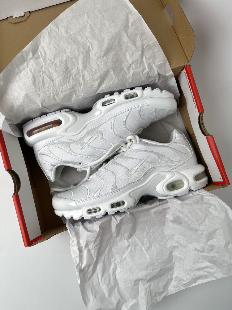 Оригинал Nike Air Max Plus White (AJ2029 100) кожание найк тн tn плюс