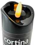 Świeca LED Cortina 9,5 cm wkład czarna ruchomy płomień + baterie