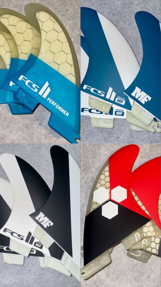 Materiais surf (decks, quilhas fcs2, quilhas softboard e leashes)
