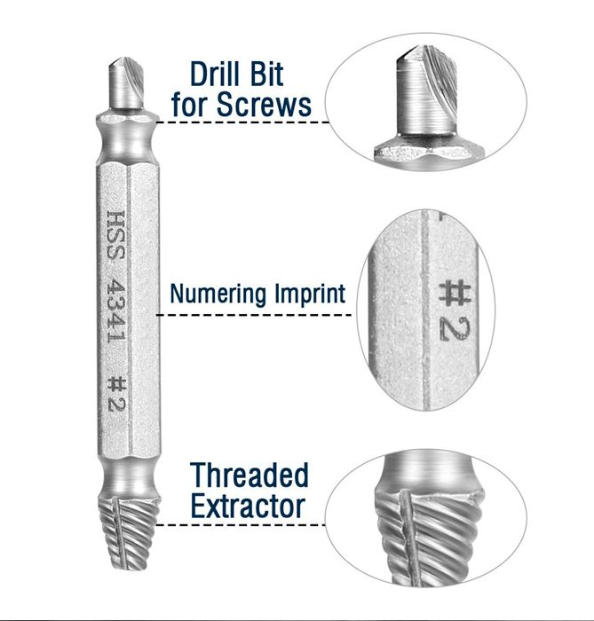 Kit de 6 Acessórios/Brocas Extratores de Parafusos (NOVO)