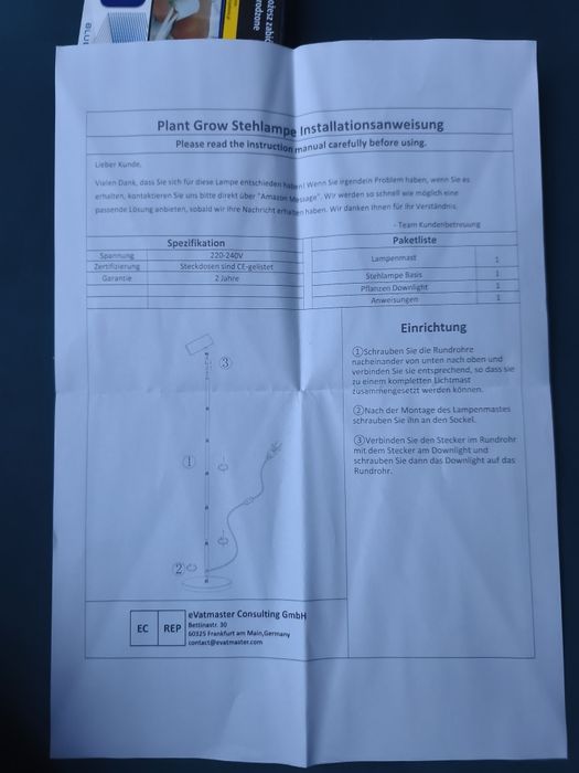 Uprawy roślin  lampa