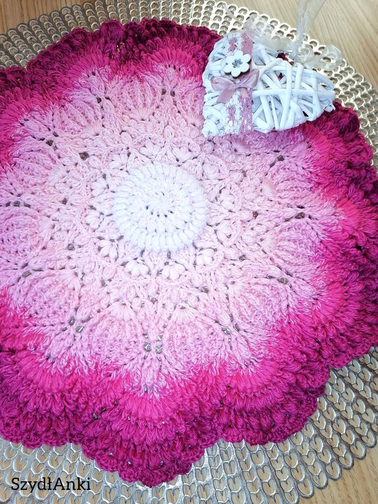 Mandala serweta na szydełku na obręczy handmade