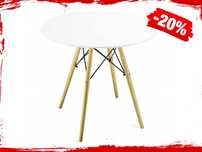 Profesjonalny STÓŁ OKRĄGŁY KUCHENNY Skandynawski 80x75 Biały (-20%)