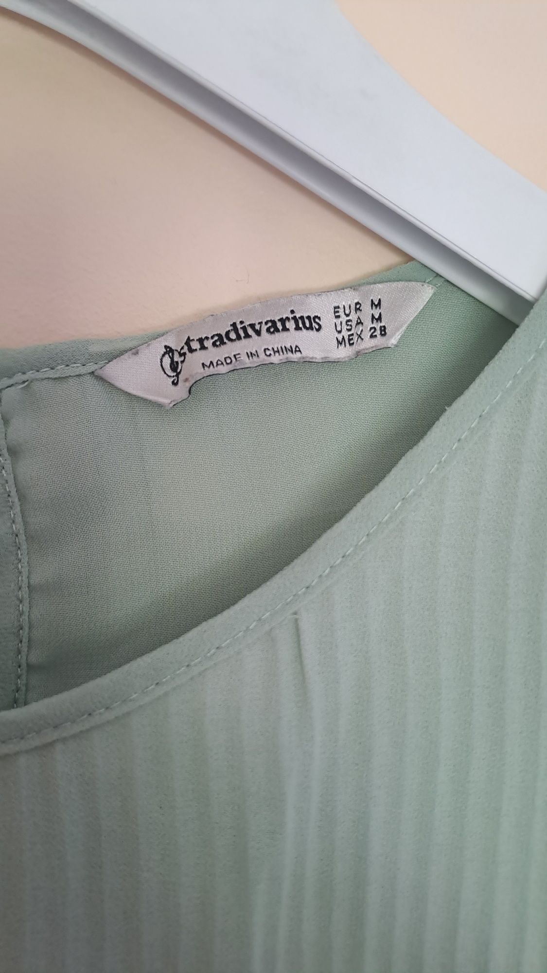 Bluzka koszula Stradivarius miętowa zielona 38 M długi rękaw
