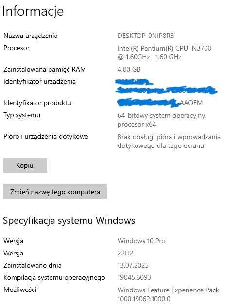 Zestaw komputerowy do Pracy: 4 Rdzenie/4 GB Ram/SSD 128GB/W10/Wi-Fi