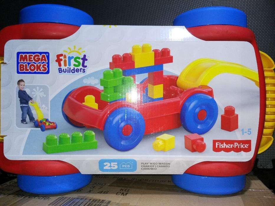 Mega Bloks pchacz jeżdzik wózek + klocki 25szt