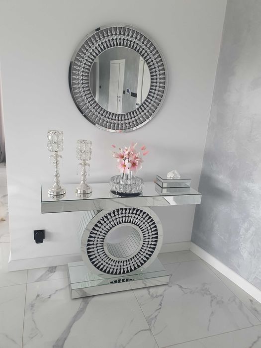 Konsola lustrzana z lustrem styl glamour