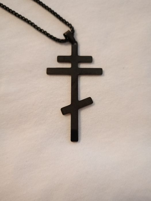 Krzyż prawosławny - naszyjnik, wisiorek z  łańcuszkiem