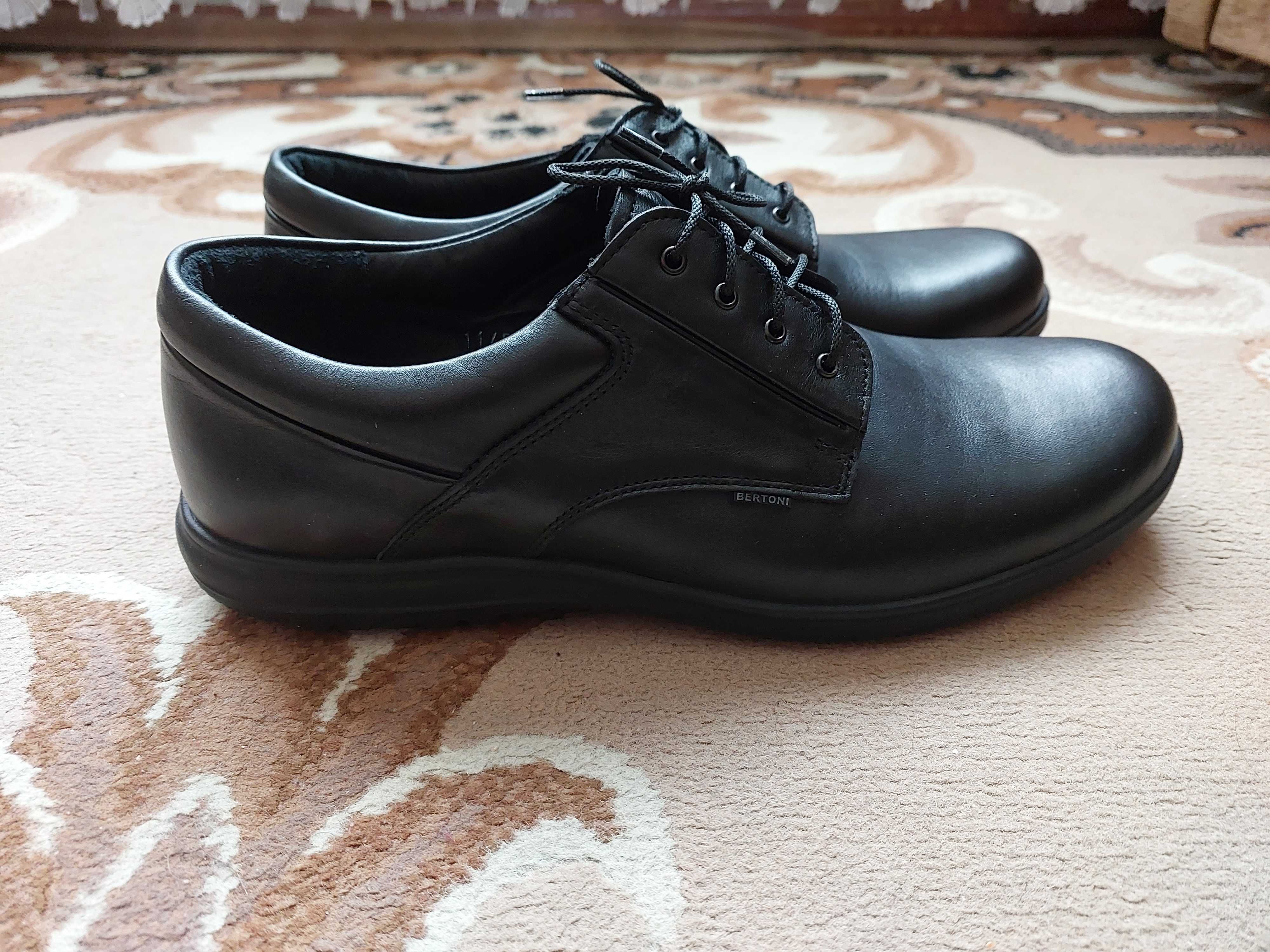 Туфли мужские, 45 размер, черные, кожаные