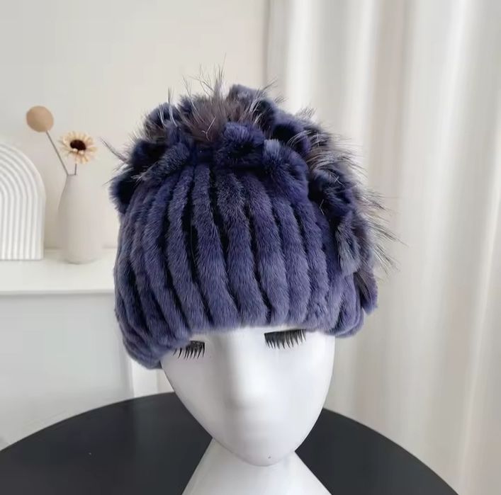 Меховая зимняя шапка для женщин, мех кролика рекс