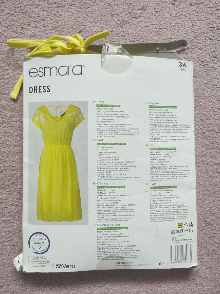 Sukienka nowa żółta 36 wiskoza