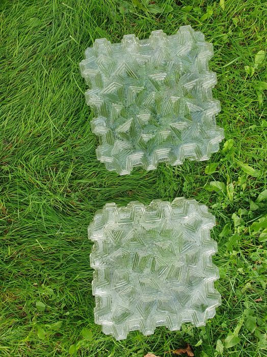 Lampa Extraordinary Cubistic Clear Glass Flush Mount Germany 1970s