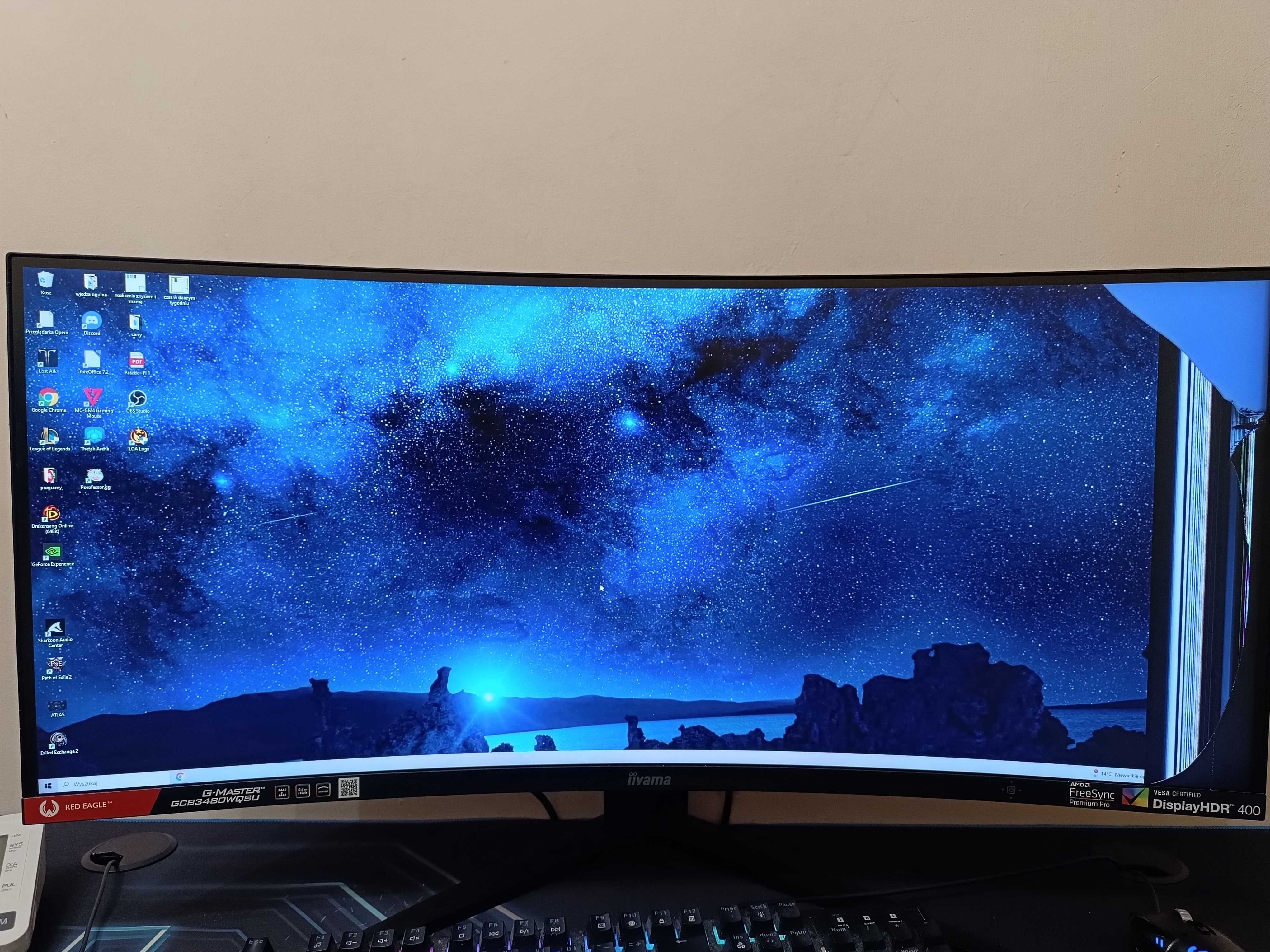 Monitor iiyama GCB3480WQSU-B1 Red Eagle uszkodzona matryca.