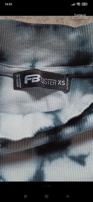 bluzka z długim rękawem obcisła z półgolfem ze stójką tie dye prążek