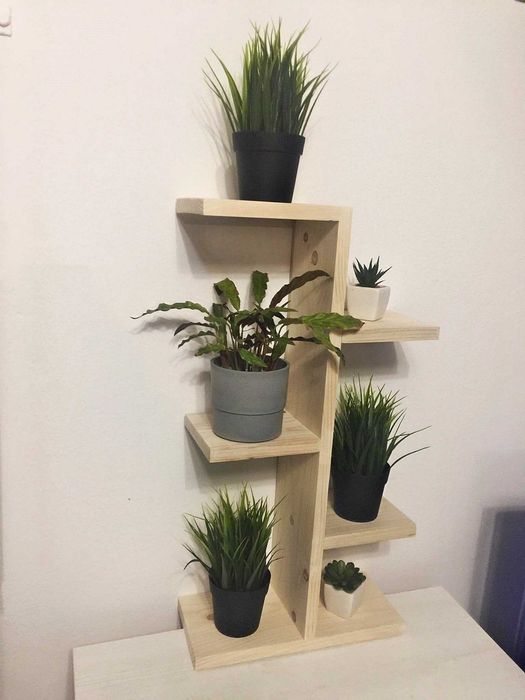 DREWNIANY kwietnik piętrowy, półka, stojak na kwiaty, regał