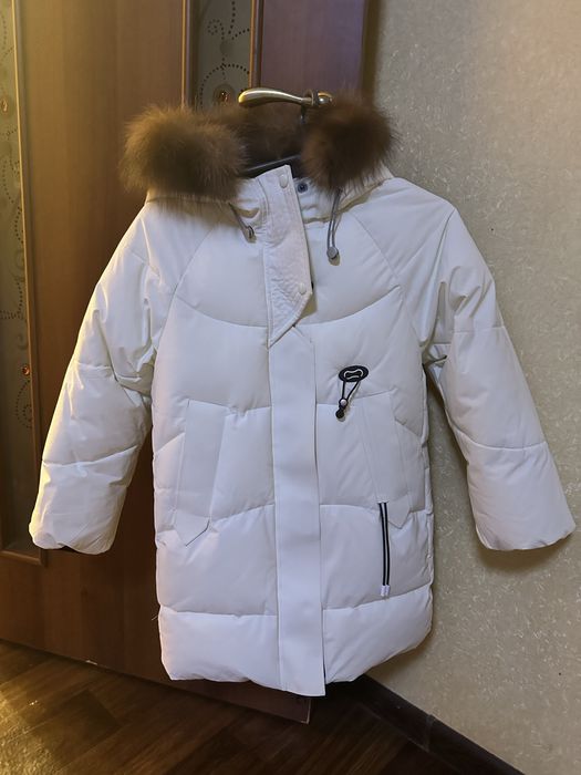 Куртка, пальто, зимове для дівчинки Feiying J-05 134 см Молочний