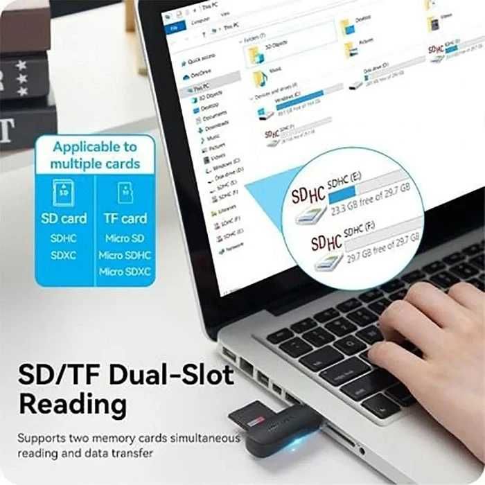 Картридер Vention OTG USB 3.0/TF/SD (CLGB0)