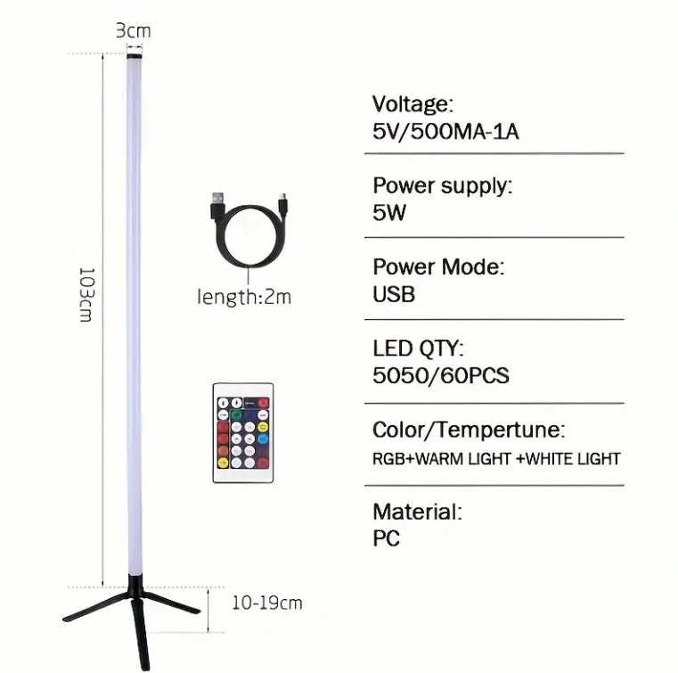 Lampa podłogowa LED RGB