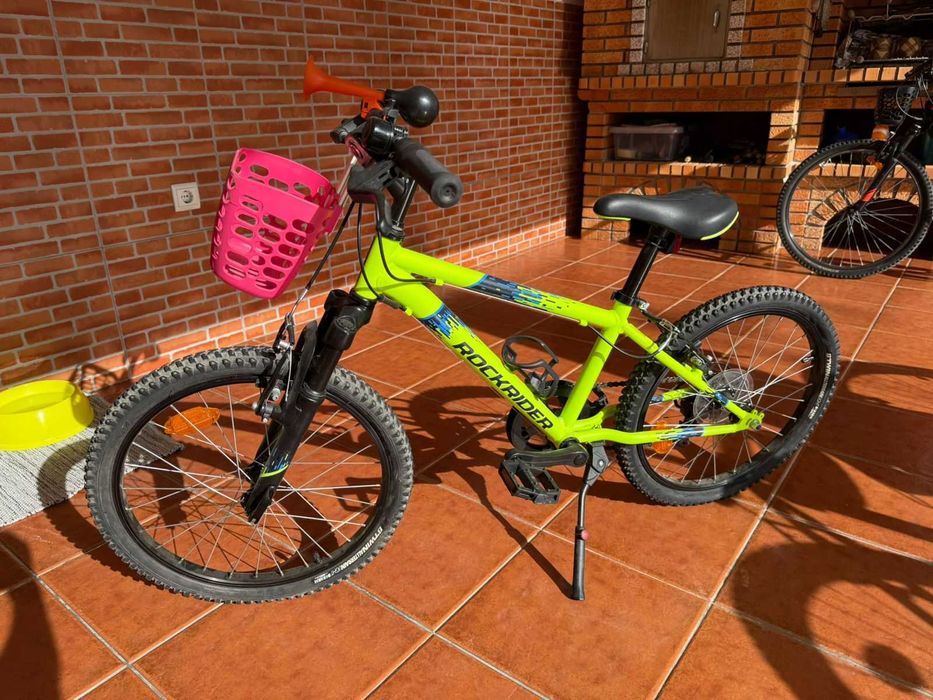 Bicicleta BTT Rockrider ST500 Sport Trail Roda 20" (6 aos 9) Ama. Néon
