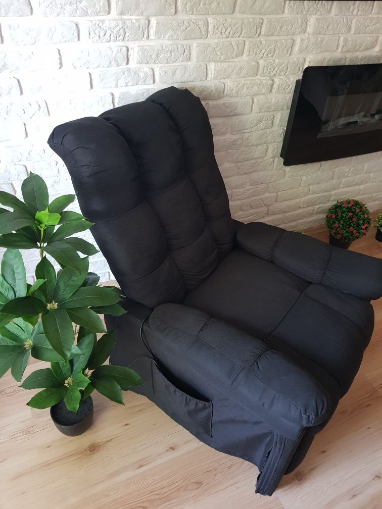 Fotel masujący (relaksacyjne wibracje), rozkładany z podnóżkiem
