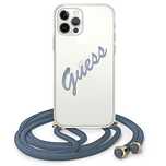 Etui Guess Script Vintage na iPhone 12 Pro Max - niebieskie