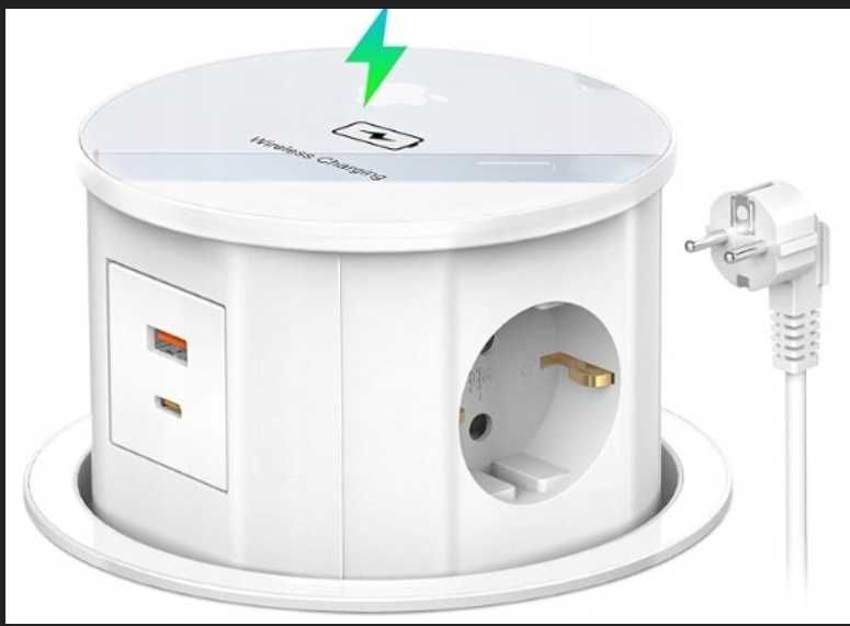 Wysuwane Gniazdko Elektryczne z USB C PD20 W Bezprzew. Ładowanie 15 W