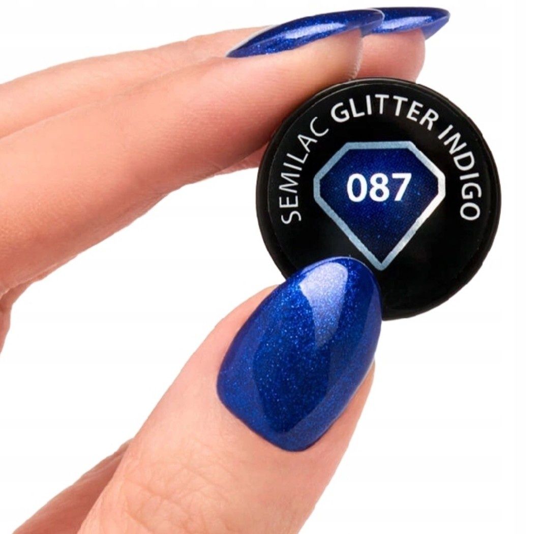 Nowy lakier hybrydowy Semilac Glitter Indigo 087 Rossmann hybryda