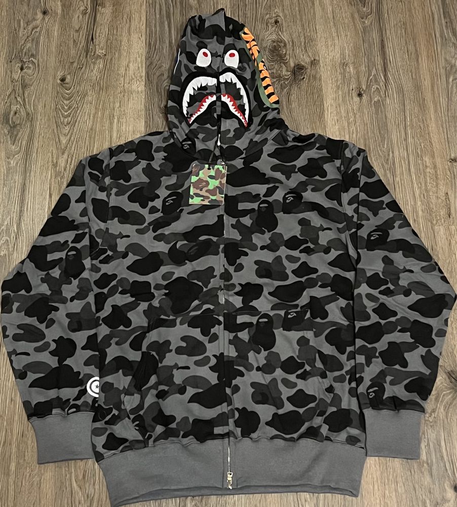 Кофта зипка Bape x pubg серая мужская женская Бейп, Бэйп