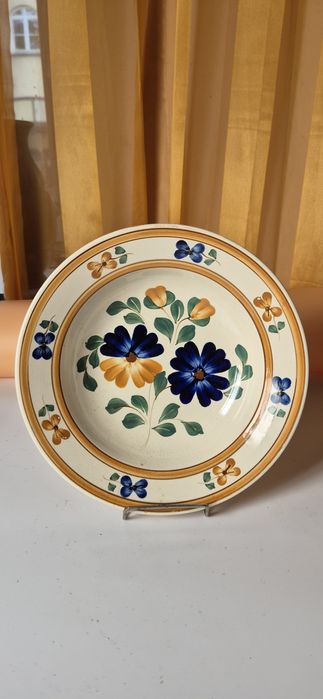 Fajans Włocławek piękny malowany talerz rzadki wzór T36