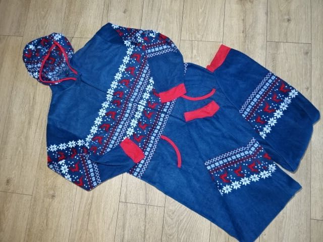 Nightwear pajac piżama polar ciepła zamek L