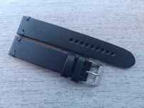 Czarny skórzany pasek zegarka 18 mm mat