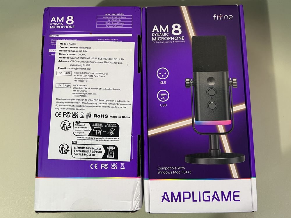 Новий Мікрофон Fifine AmpliGame AM8. Динамічний, з RGB, USB-C, XLR