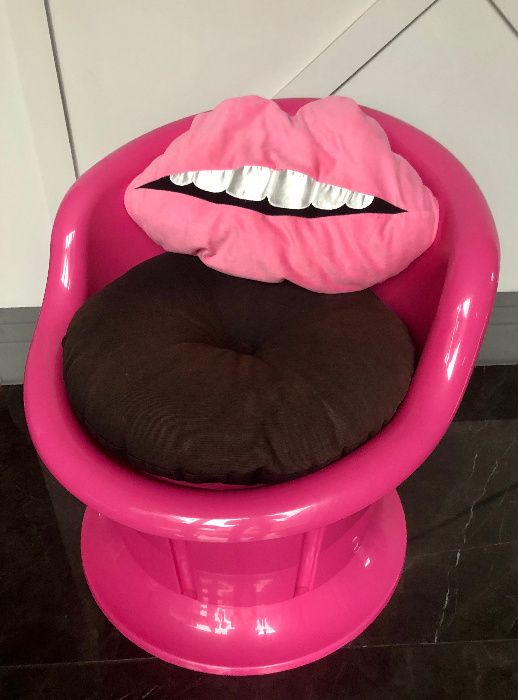 IKEA Popptorp różowy fotel ze schowkiem + dwie poduszki stan BDB