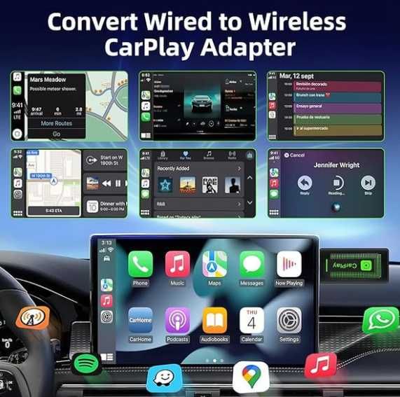 Bezprzewodowy adapter Apple Car Play USB USB-C sterowanie Iphone
