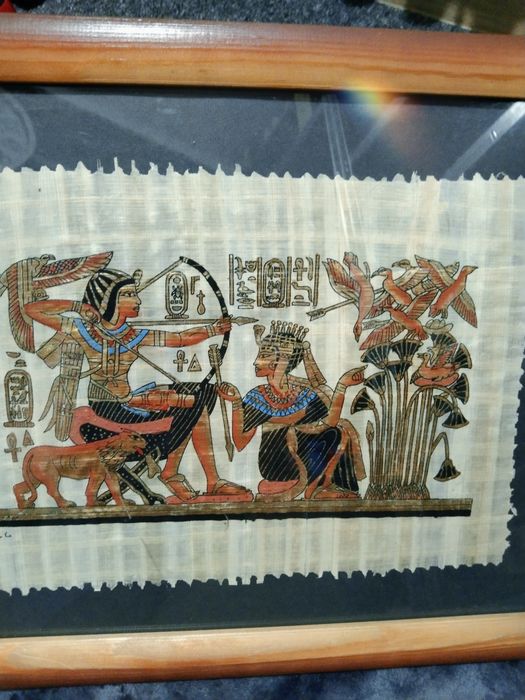 Obraz egipski na papirusie obrazy 3 sztuki
