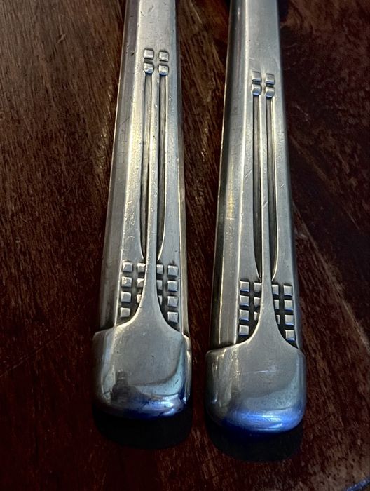 WMF - posrebrzany zestaw noży do pasztetu i sera - katalog - XIXw