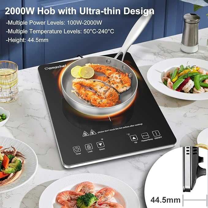 AMZCHEF Pojedyncza Wolnostojąca Płyta Indukcyjna  2000 W Timer  (529b)