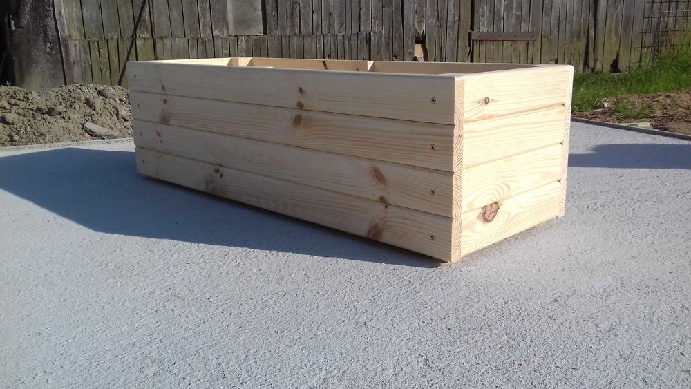 Duża donica drewniana ogrodowa naturalna