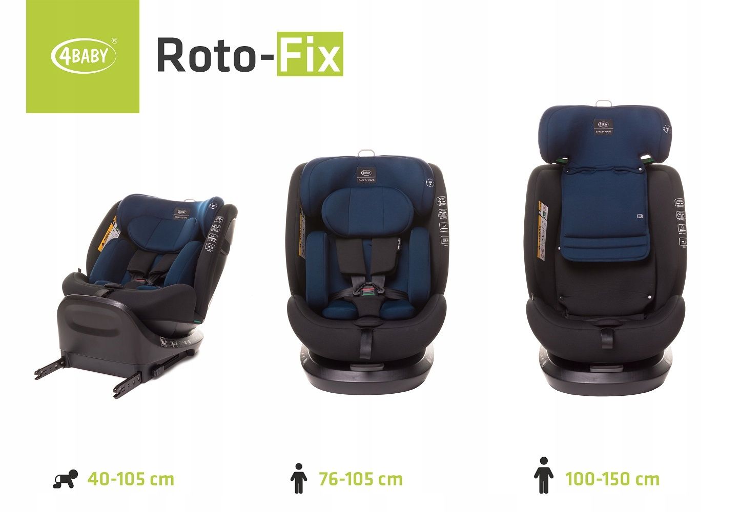 Fotelik Samochodowy Obrotowy IsoFix 4Baby RotoFix 0-36KG I-Size 40-150