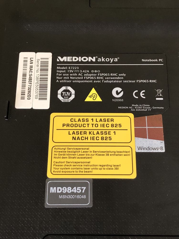Ноутбук Medion Akoya E7223 ОЗУ 4гб з Німеччини
