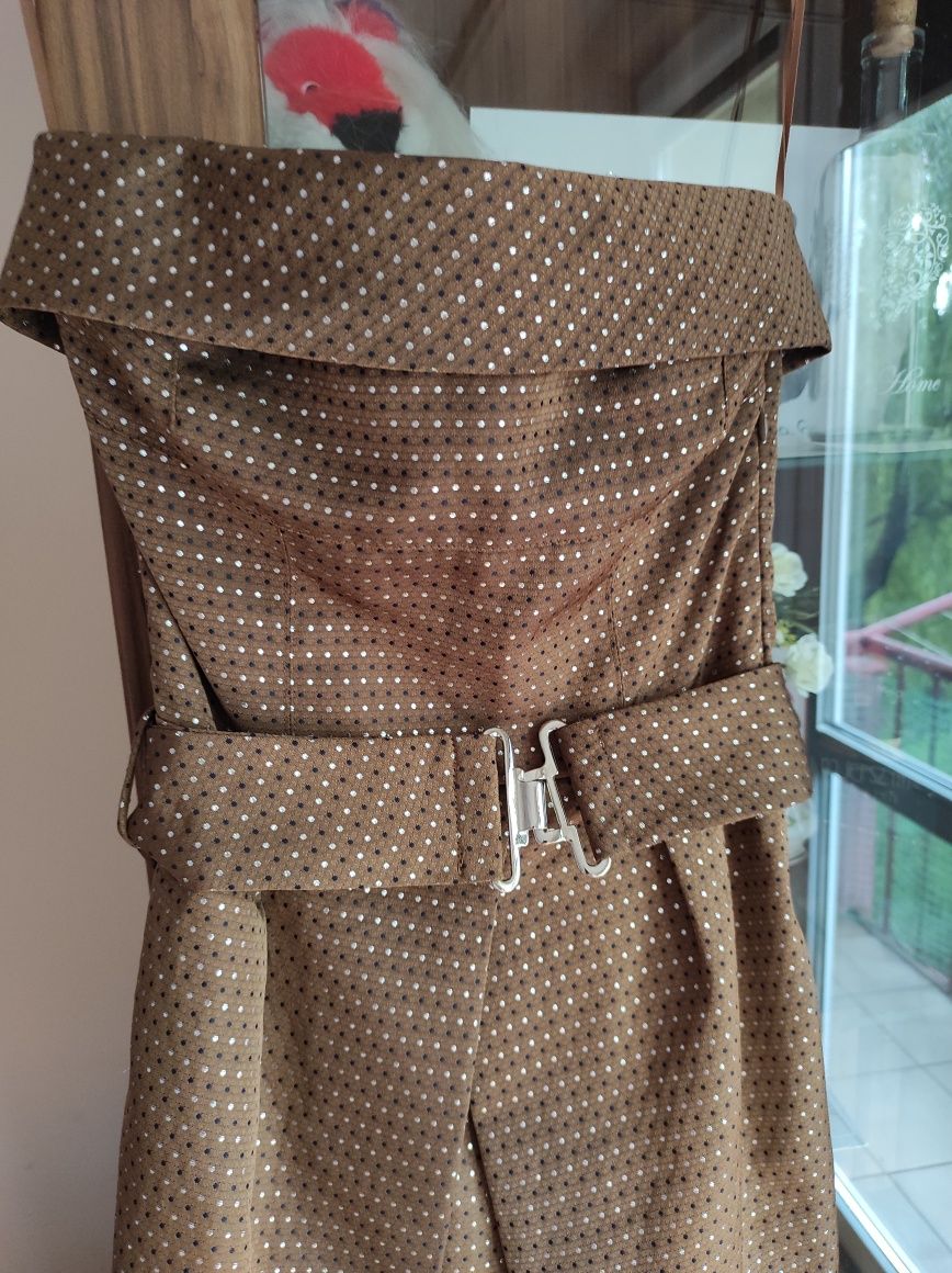 Zara sukienka xxs/XS brązowa bez ramiączek