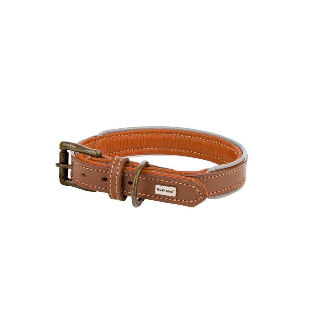 Obroża skórzana, L: 53-63 cm/30 mm, ciemny beż
