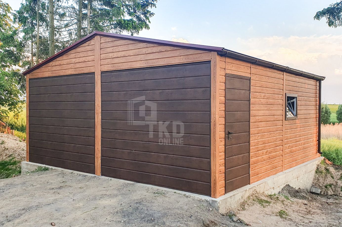 Garaż Blaszany 6X6M 2X Brama Uchylna 2X Okna Drzwi Rynny Tkd217