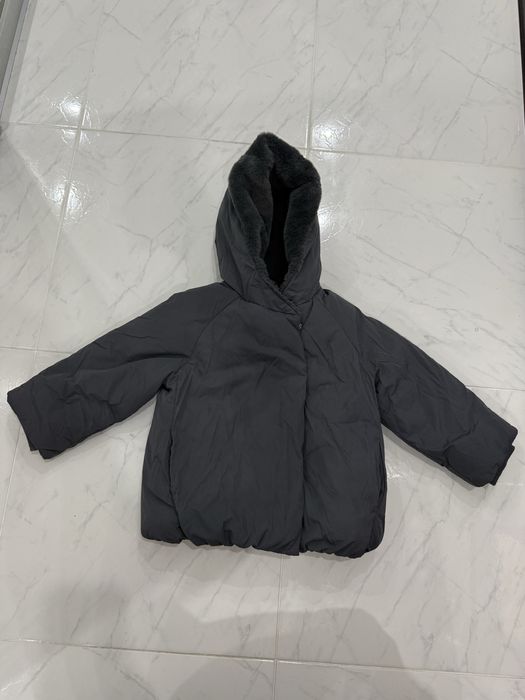 Куртка пуховик Zara 104р 3-4р хутро графіт
