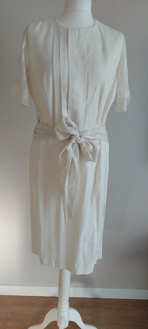 J.B. Wright r.40-42 kremowa sukienka vintage