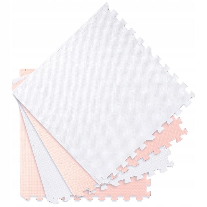 Duża Mata Piankowa Puzzle Piankowe 60x60 Cm 4 Szt. Ricokids Biało-różo