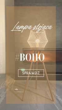 Lampa podłogowa drewniana boho ażurowa