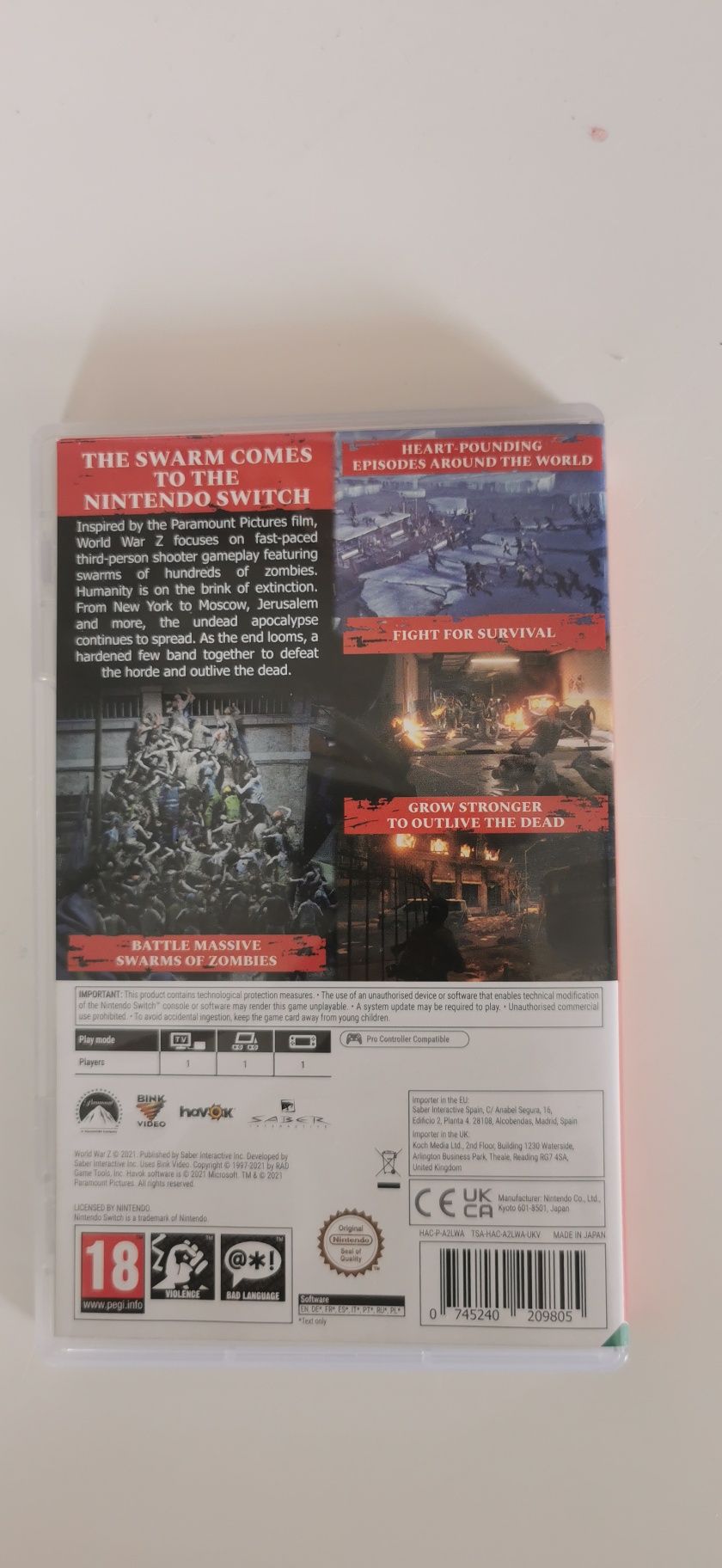 Nintendo switch.  World War Z