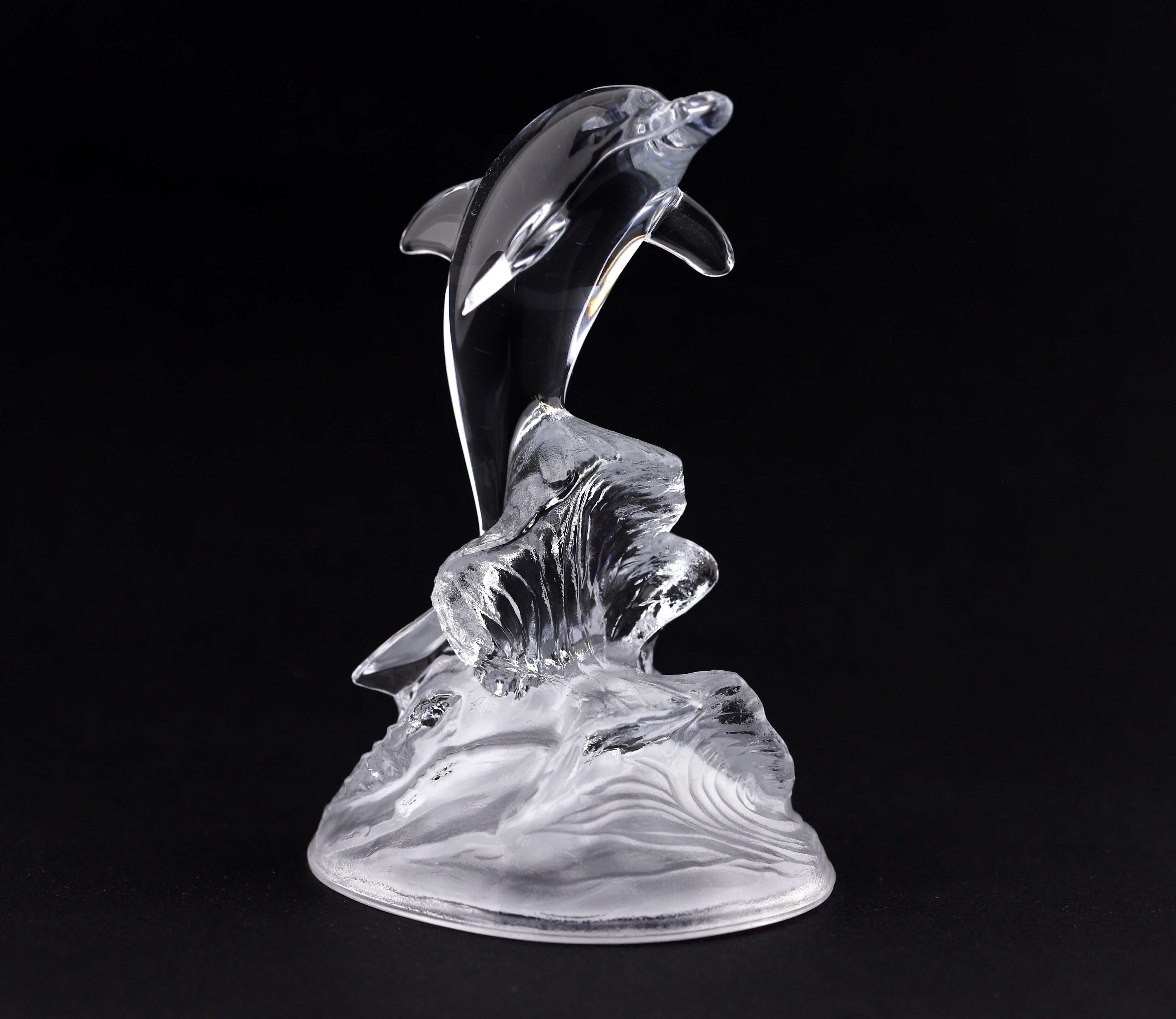 Figurka delfin Cristal d'Arques kryształowa przycisk do papier Francja