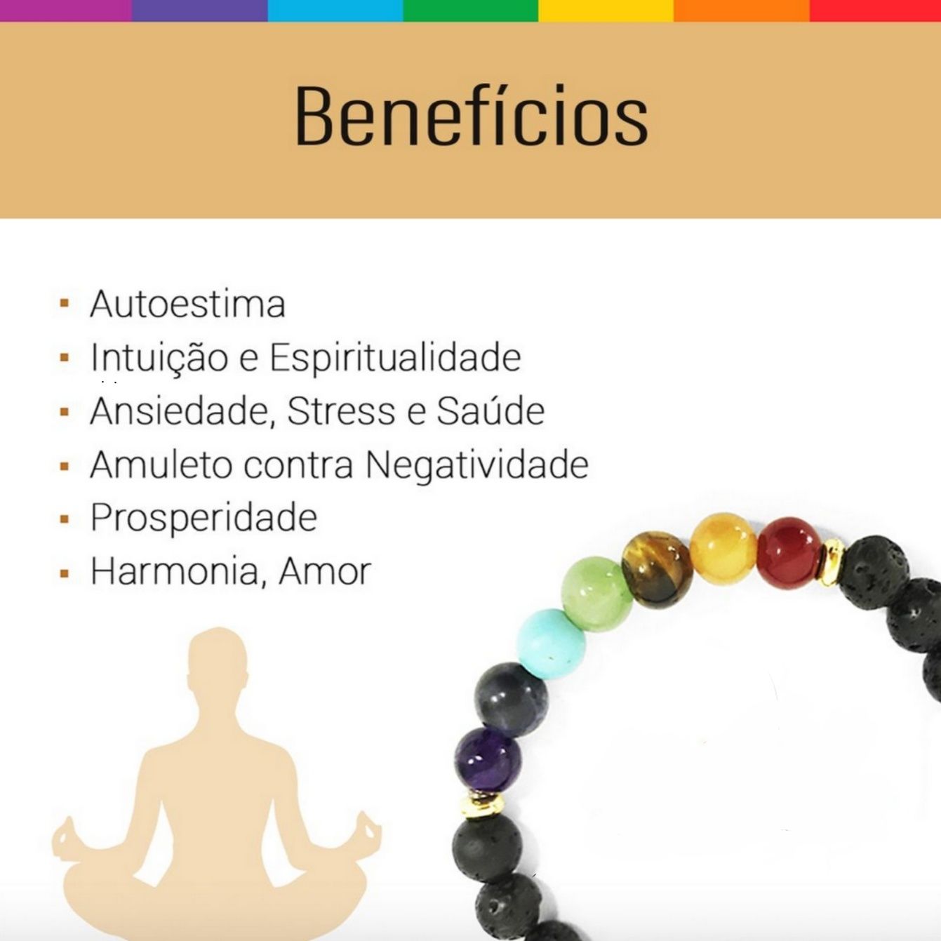 Pulseira espiritual dos 7 chakras da Nature & Decouvertes